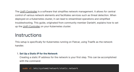 Setting Up a UniFi Controller on Kubernetes with Flatcar and Traefik