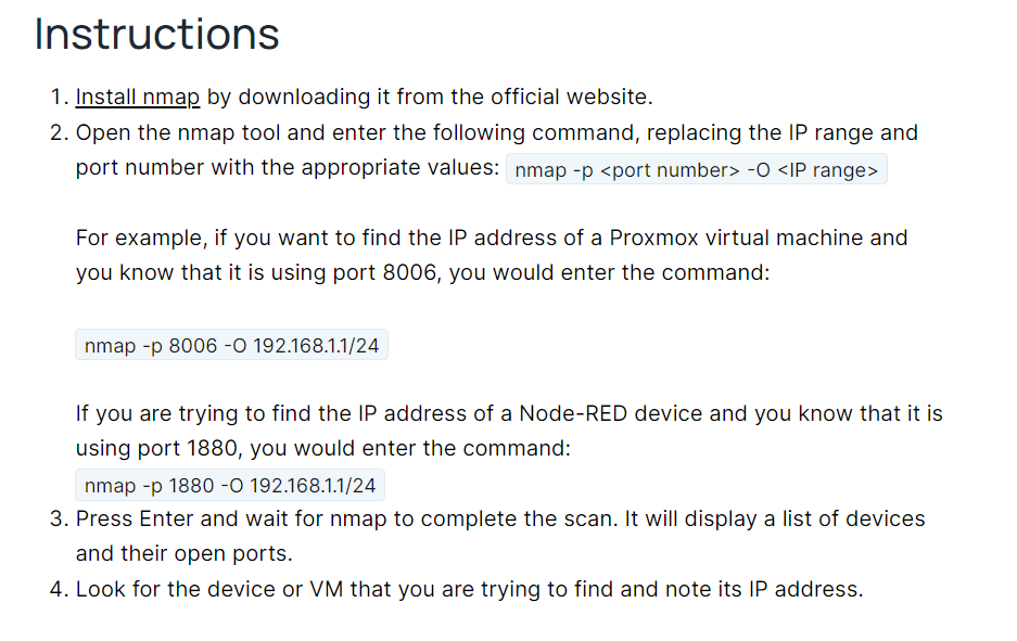 Finding the IP of a VM or device using nmap