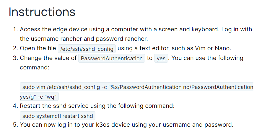 Enabling Password Authentication for SSH in k3os