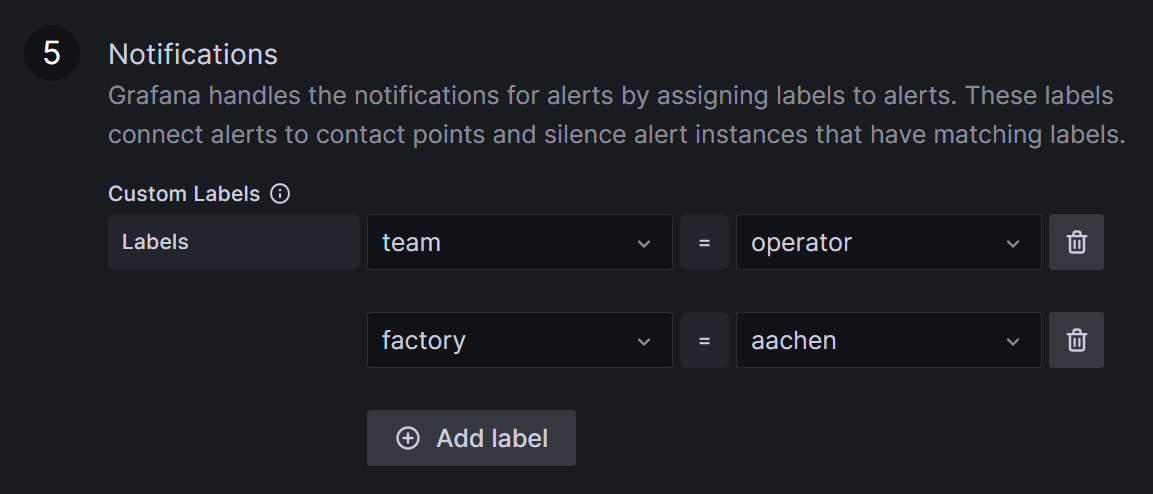 Section 5: two labels were added: team = operator, factory = aachen